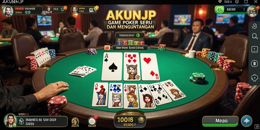 Tampilan gameplay Poker yang mendebarkan di AKUNJP.