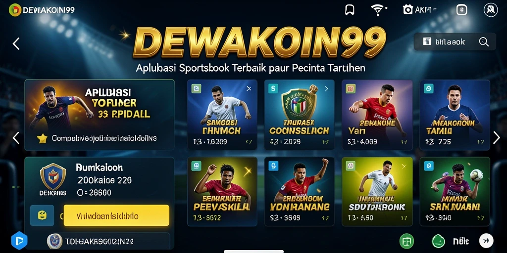 Tampilan menarik dari aplikasi DEWAKOIN99 yang menawarkan taruhan olahraga.